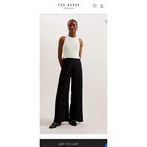 Ted Baker Toveli Knit Bodice Wide Leg Jumpsuit Black/White Size 5 US 12 NWOT